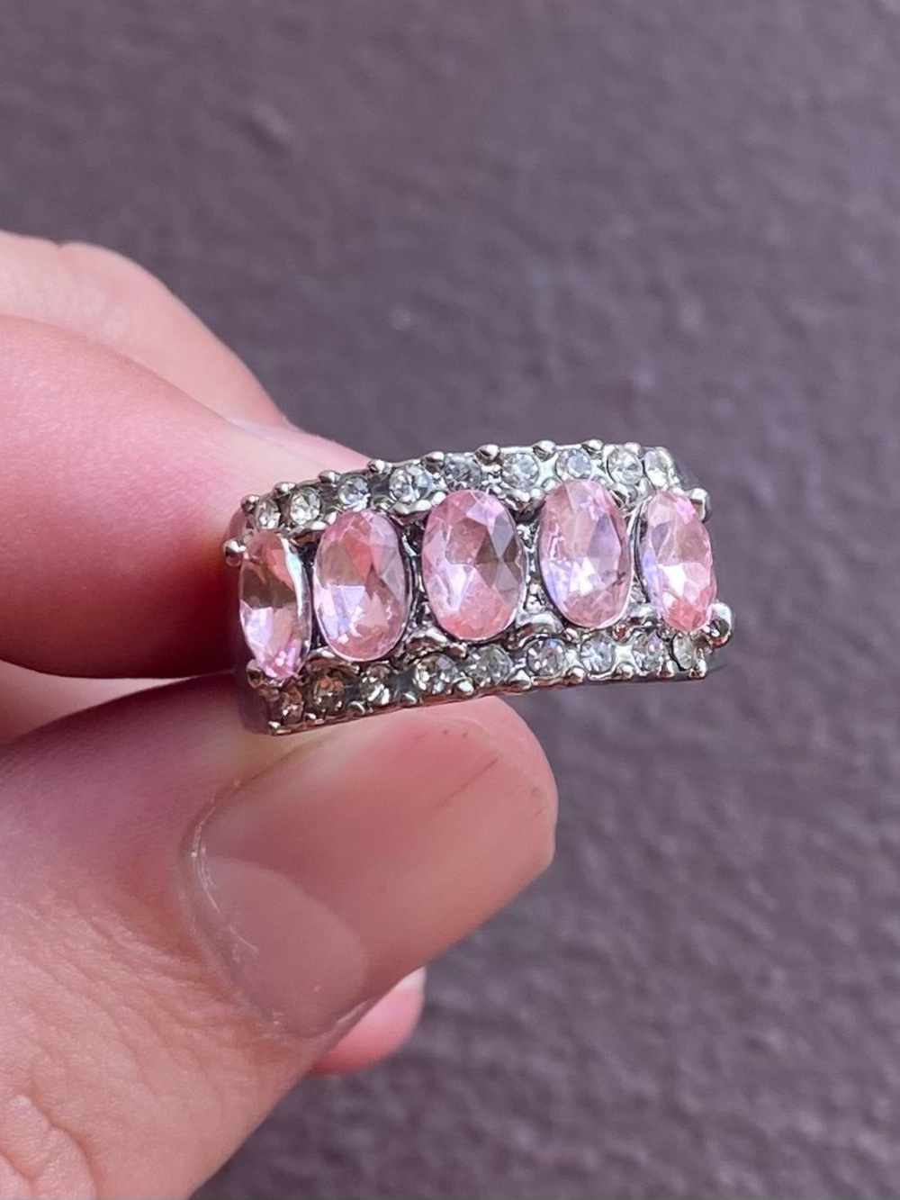 Women’s Fashion Statement Ring - Cubic Zirconia Stones - Stainless Steel Sz 6.5